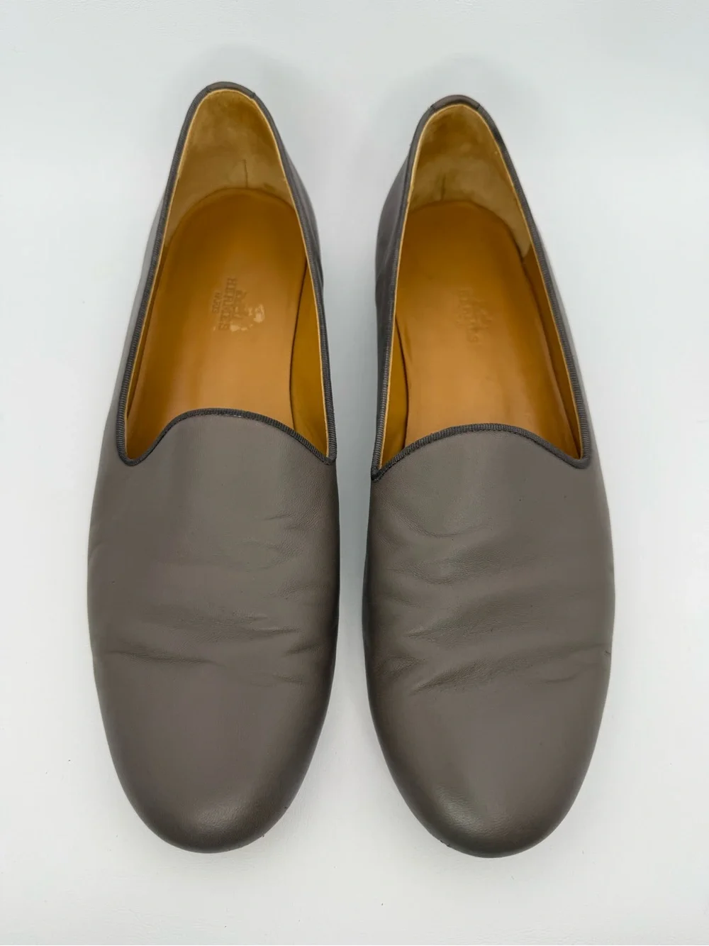 Hermès Paris Leather Loafers Gray Slip-On Flats Spain Men’s EU 43/43.5  READ